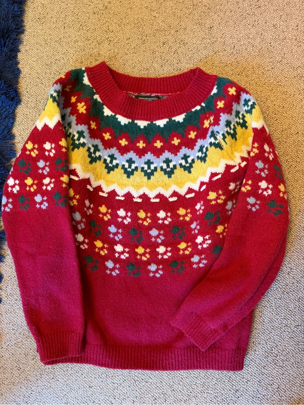 Animal Rescue Cozy Red Sweater Paw Print